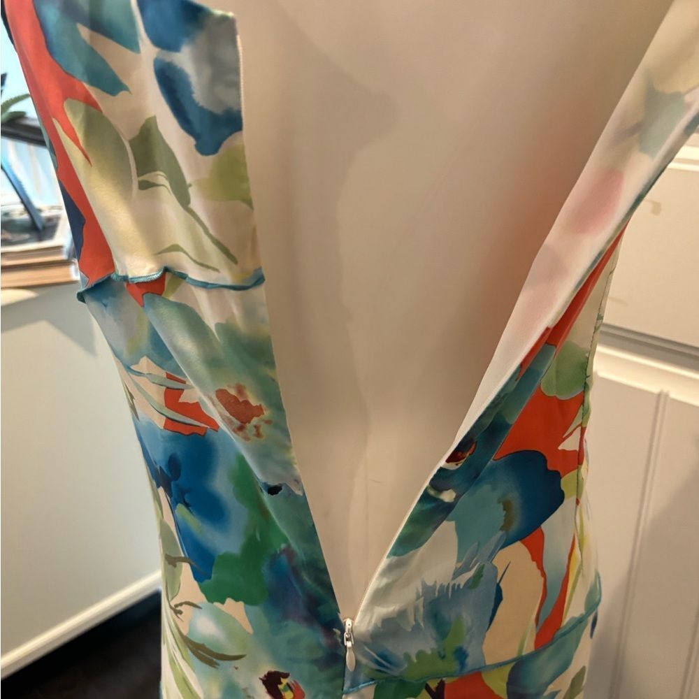 Sundance Floral Blue and Orange Midi Dress - Picture 3 of 5